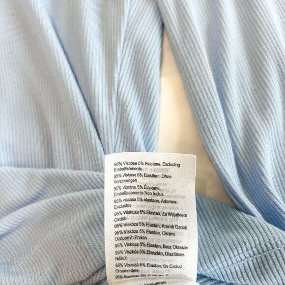 Cotton On Blue Rib Scoop Neck Long Sleeve Stretch Top Women’s Size Small EUC - Picture 4 of 7